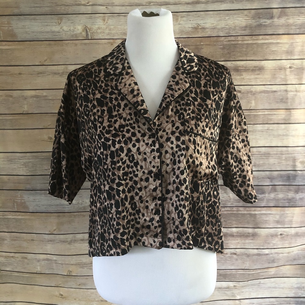 *Topshop Satin Leopard Print Top*